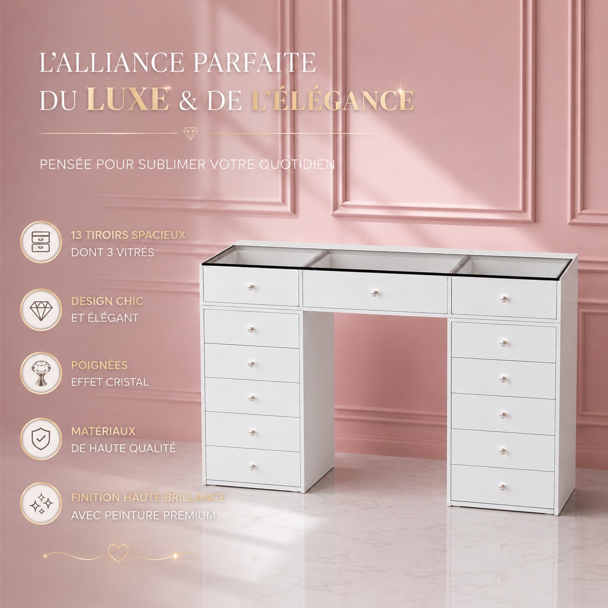 Coiffeuse Princess Vanity vue de côté